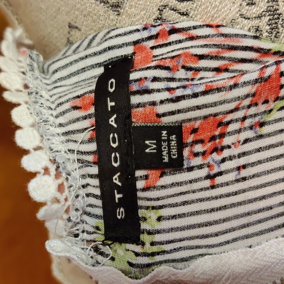 Staccato Striped Floral Peplum Tunic Top Sz M - Picture 5 of 5